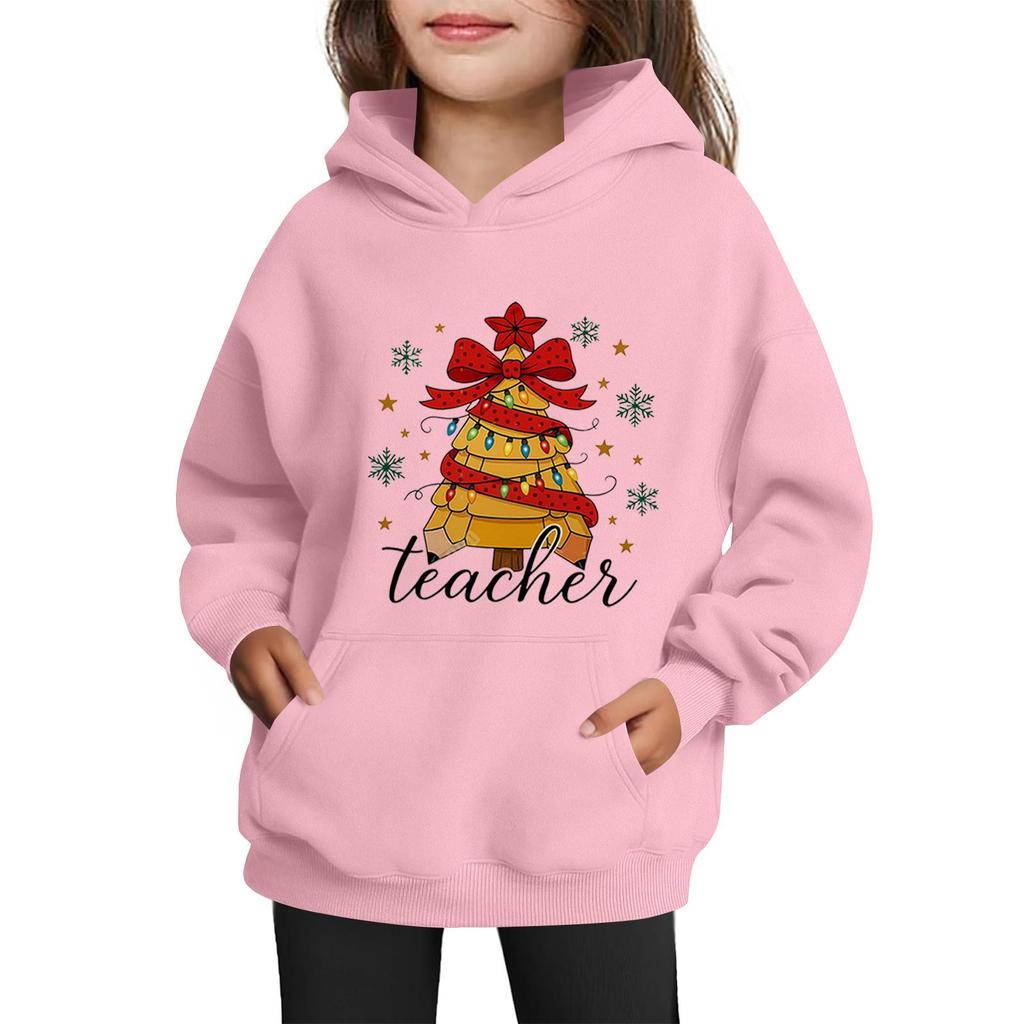 Sweatshirts For Teen Girls Hoodies Long Sleeve Drawstring Pullover Cute Printed Oversized Hoodie Christmas