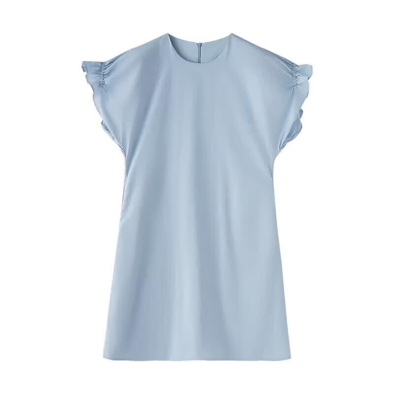 Women's Pure Cotton Ruffle Sleeve Midi Dress