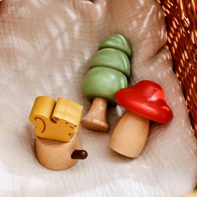 New Baby Montessori Toys Wooden Cartoon Forest Mushroom Squirrel Rotating Screw Toys Toys  Children Early Finger Fine Movement