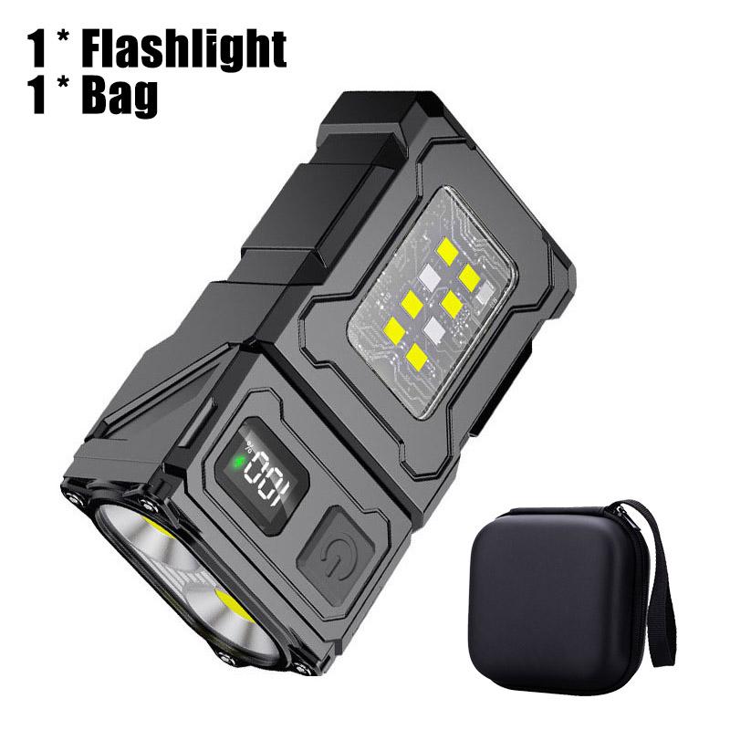 Multifunctional Cob Flashlight Ajustable Angle Led Outdoor Torch Portable Keychain Light Magnetic Camping Warning Lamp