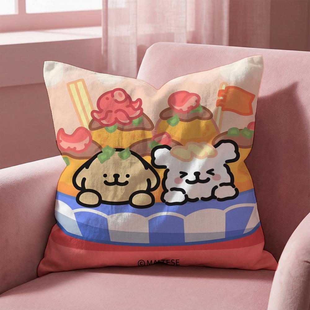 L-Line Puppy CARTOON Cushion Cover Multi-Scene Pillow Cover for Home & Car - Reversible, Soft & Durable for Daily Use