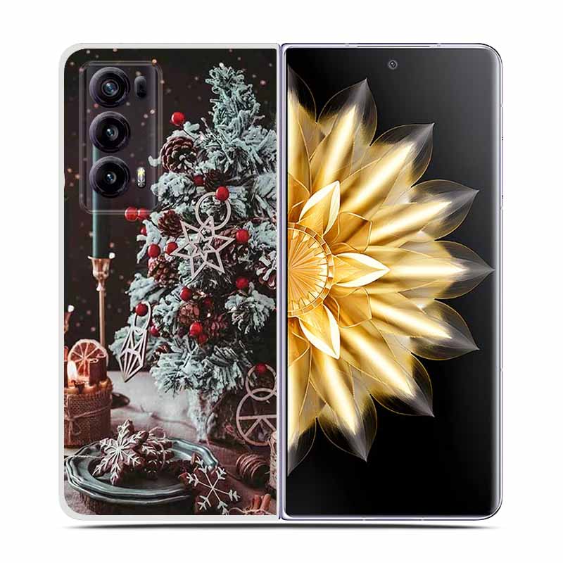 For Honor Magic V2 Case VER-AN1 Christmas Cute Clear Hard Plastic PC Back Cover For Huawei Honor Magic V2 5G Coques Cartoon Bags
