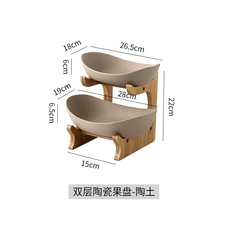 Wind Kreative Dreischichtige Trockenobstplatte Neuer Bambus- und Holzrahmen Mehrschichtige Snackplatte Haushalt Wohnzimmer Einfache Frucht Tang Xin
