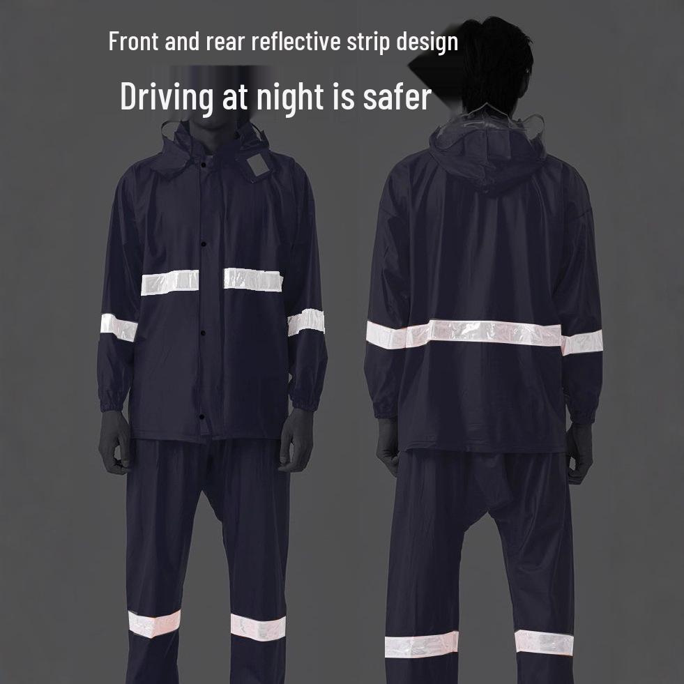 Qianan Reflective Raincoat & Pants Set for Adult Motorcycle and Bicycle Riders