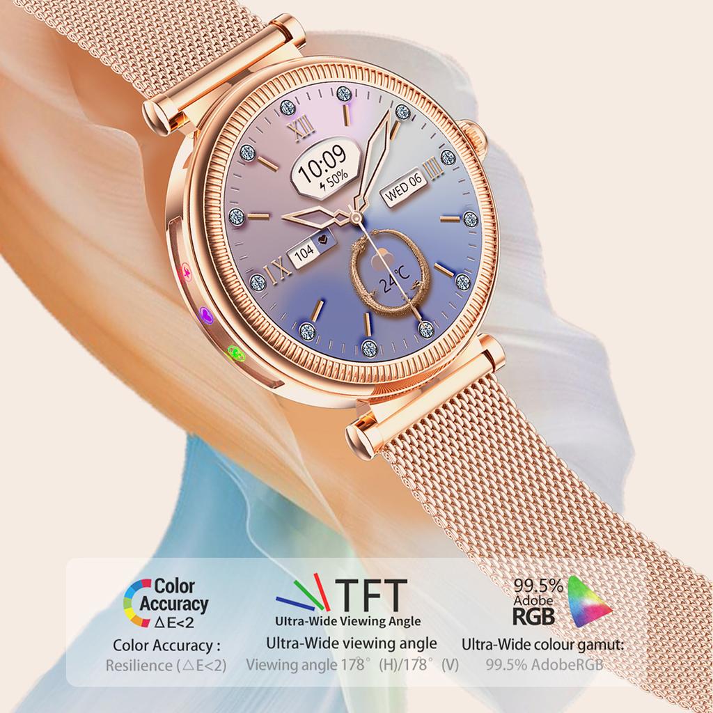 CF37 Women Smart Watch Menstrual Cycle Reminder Health Monitoring Bluetooth-compatible Call Smart Bracelet, Steel Strap