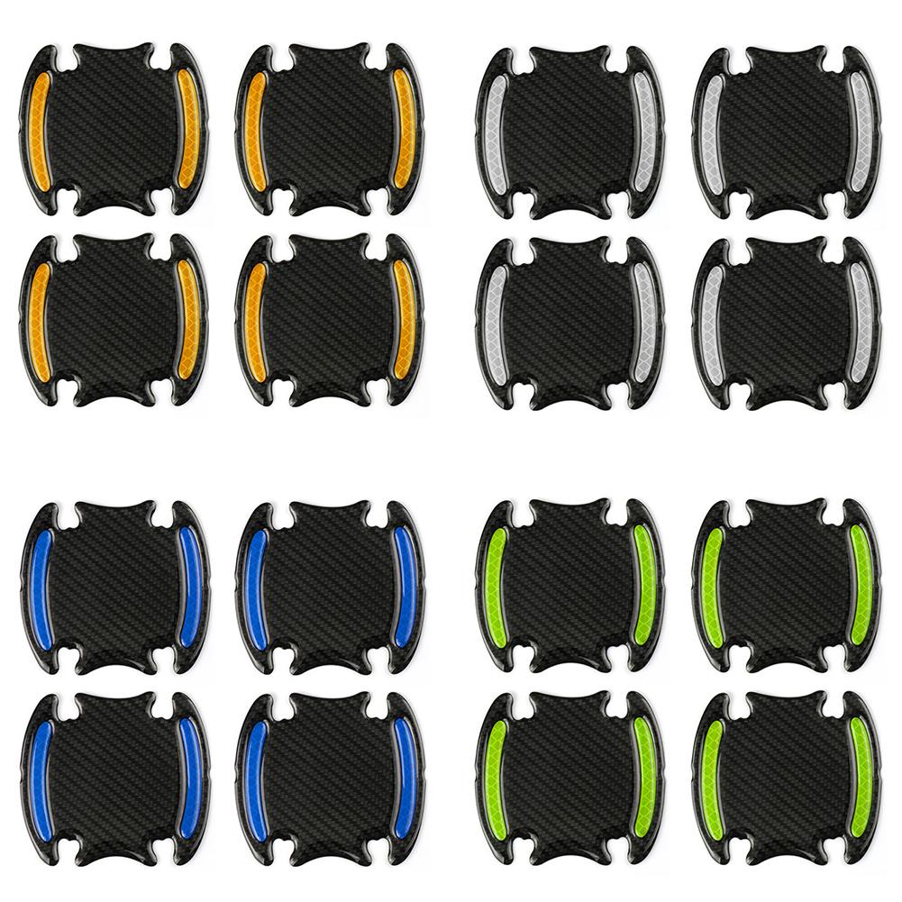 3D Carbon Fiber Car Door Handle Stickers Scratch-Resistant Stickers Car Safety Reflective Strip Auto Stickers