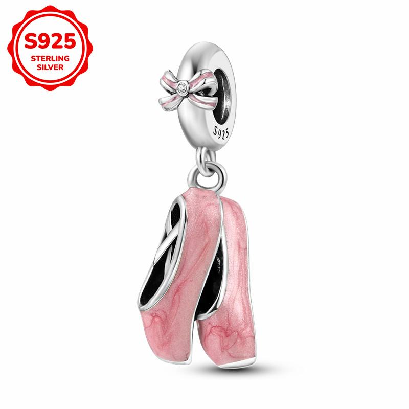 925 Silver Pink Cute Lovely Butterfly Perfume Girl Charms Beads Fit Bracelet DIY Making For Woman Jewelry