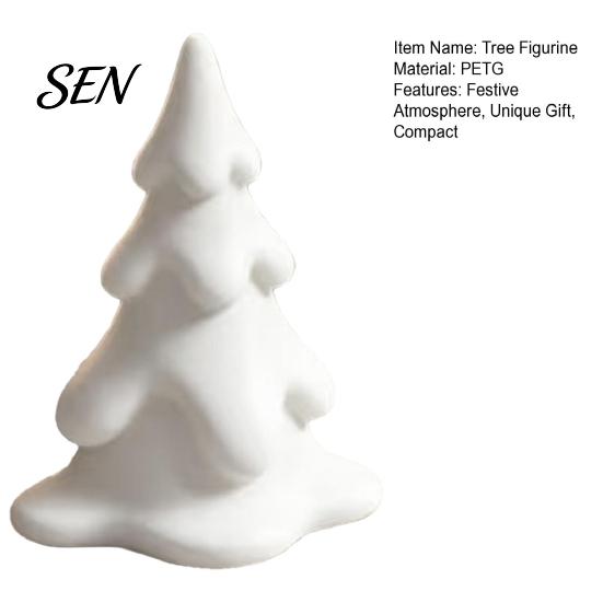 Small Xmas Figurine 3D Printed Snowy Christmas Tree Figurine, Mini Winter Scene Ritual Gifts Tabletop Decor for Home Shelf, Elegant Holiday