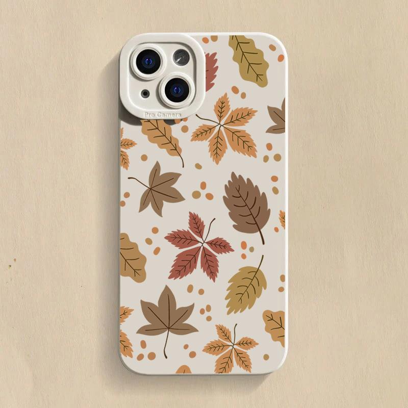 Maple Leaf Pumpkin Pattern Phone Case For iPhone 17 16 15 14 13 12 11 Pro Max 17 Air 16E XS X XR 7 8 Plus Shockproof Soft Cover
