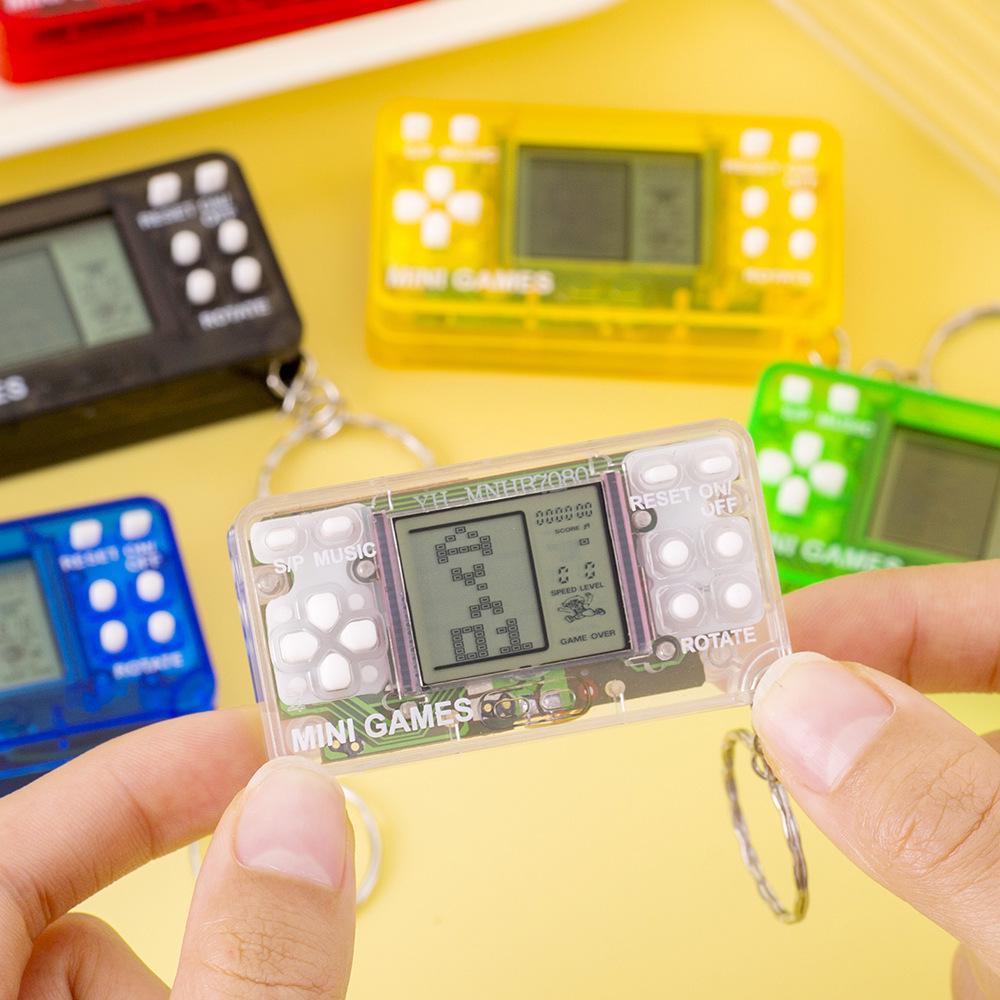 Mini Transparent Tetris Game Keychain - Classic Nostalgic Toy for Students
