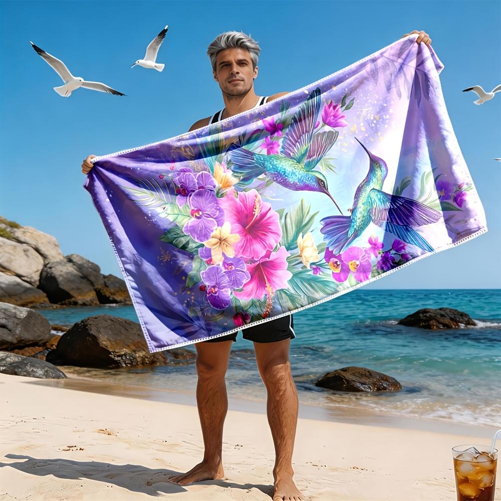 Exquisite Tropical Floral Beach Towel Resort Decor Vibrant Bird Orchid Print Pool Decoration Summer Beach Accessories Home Decor