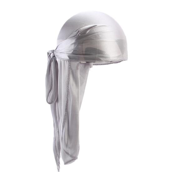 Bandana Turbante Unisex in Seta Imitazione con Lunga Coda, Traspirante, Cappello da Biker Pirata