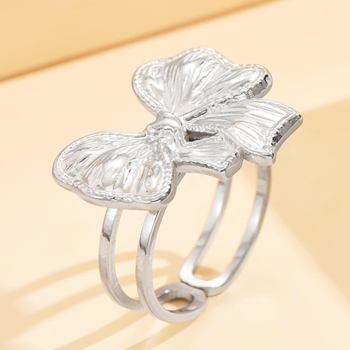 Sweet Bow 18K Gold Adjustable Stainless Steel Ring