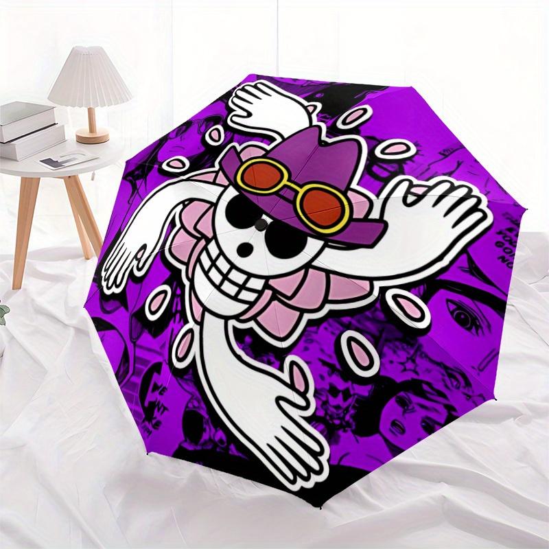 One Piece Totenkopf Automatischer Faltregenschirm, Selbstöffnend/Schließend, Langlebiger Winddichter Reiseschirm für Outdoor-Abenteuer a0826068