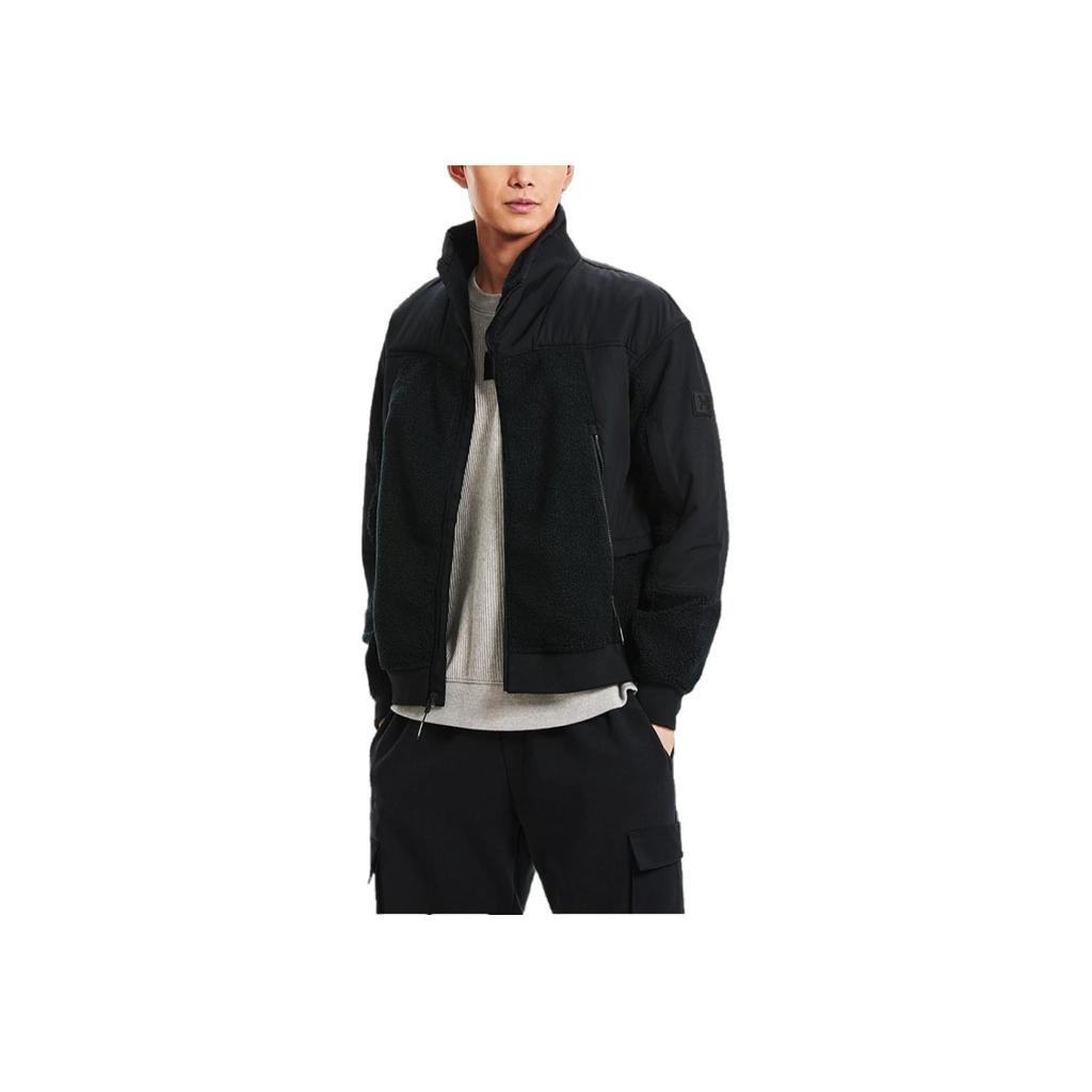 Under Armour Mission Insulated Solid Color Stand Collar Training Fleece Jacket Men Jacket Black 1378841-001