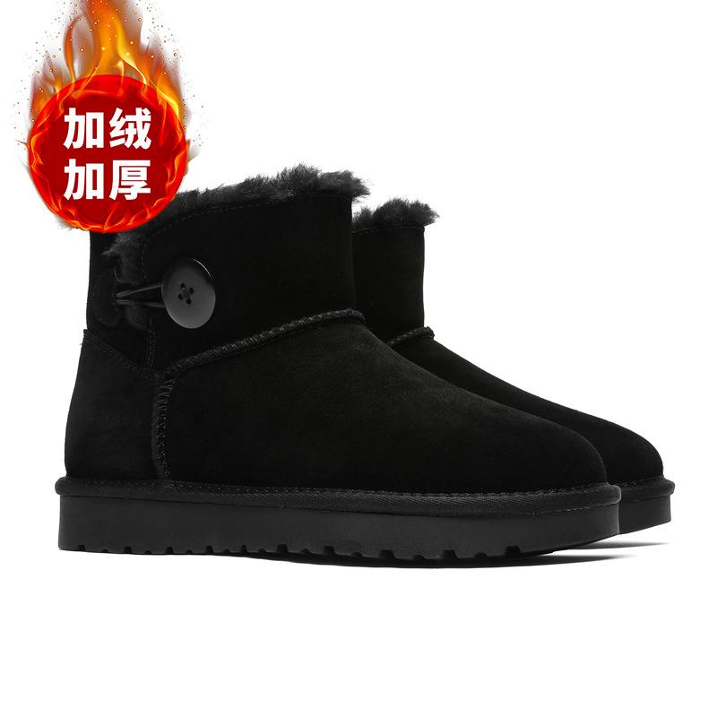 

3578 Зимние дождевые снегоступы Осень и Зима Женские на толстой подошве Кожаные зимние хлопковые ботинки Уличные ботинки Мартин 40-Female code чёрный