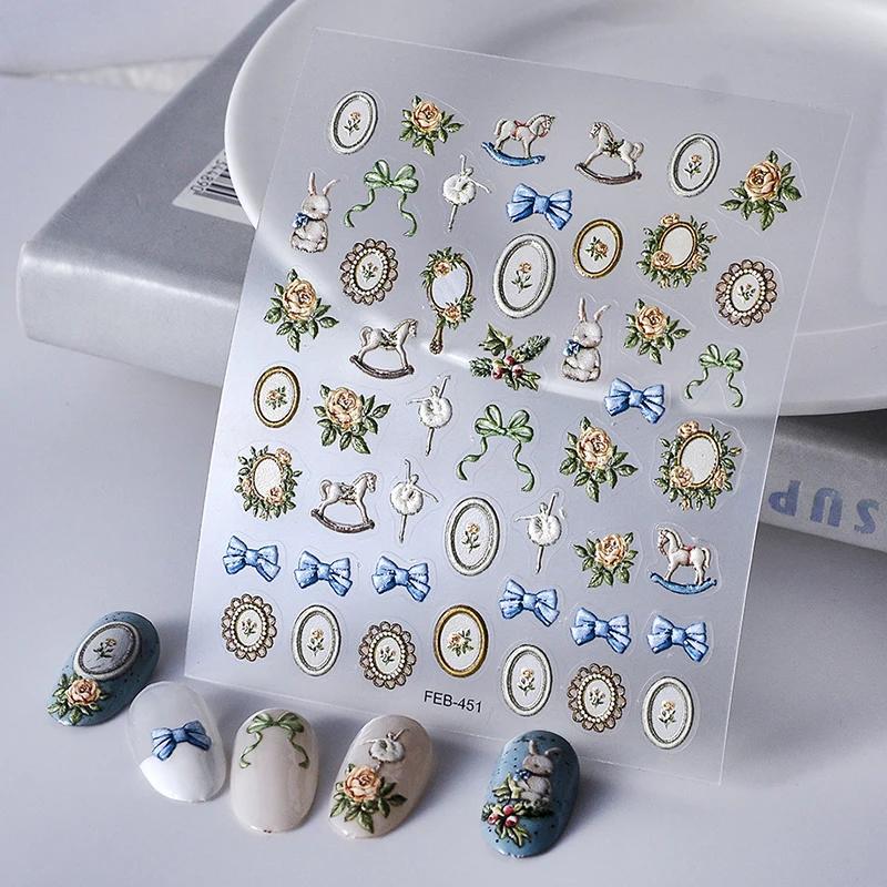 1 Piece 5D Chic Dragonfly Insect Butterfly Nail Sticker Retro Totem Nail Art Decoration Sticker Shape Nail Art Decal
