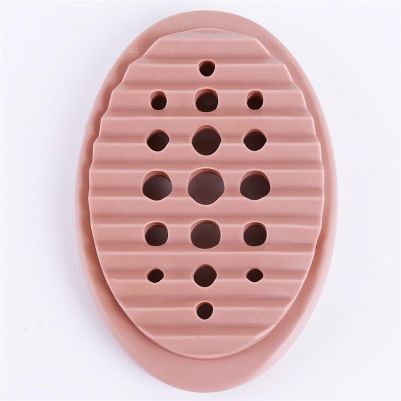 Practical Bathroom Silicone Soap Dish Holder Tray Desktop Drain Soap Box