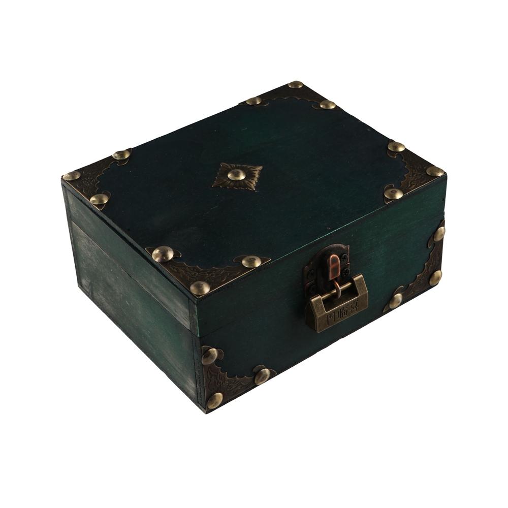 Retro Jewelry Storage Case Square Wood Treasure Box Decoration Wooden Box  Earring Storage