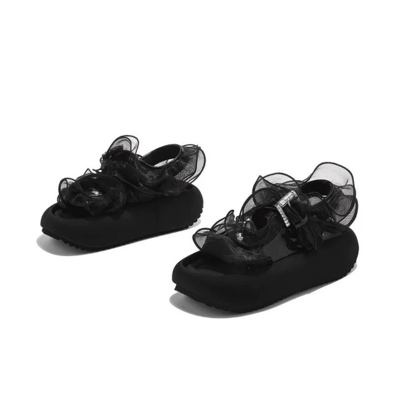 College Style Sandals Women's Summer New Outer Wear Bow Thick Sole with Skirt Beach Shoes