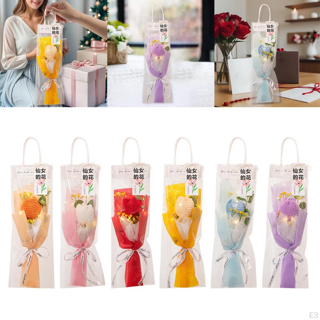 Fertiger Häkel-Tulpenstrauß mit Licht Künstliche Dekoration für Tischmittelstück