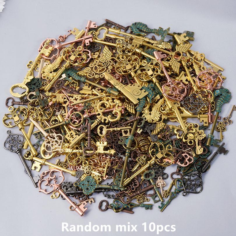 Random Mix Vintage Metal Big Key Charms Pendants For Jewelry Making Supplies DIY Handmade Keychain Decoration 10/20/30pcs Charm