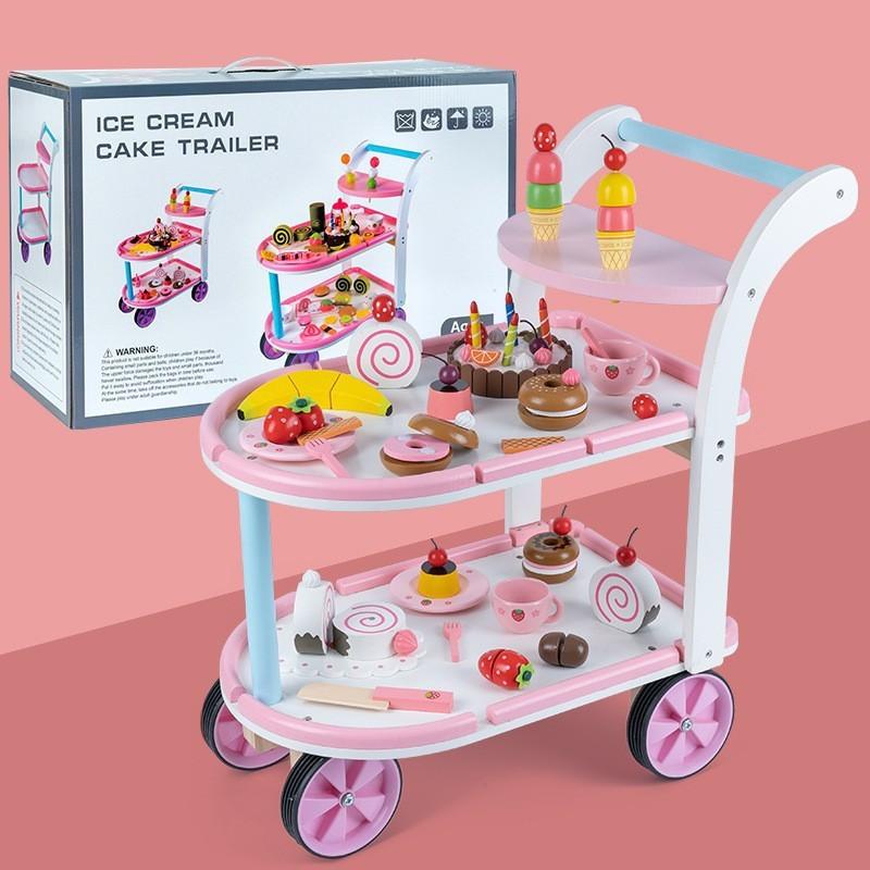 

Деревянный игровой домик для торта с мороженым Deluxe Cutting Suit Simulation Kitchen Toy розовый