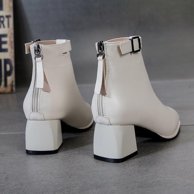 Winter Women's Plush Warm and Fashionable Back Zipper High-heeled Fashion Boots High Top Boots Leather Shoes Midsole Boots Women's Shoes