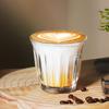 Vertical Grain Coffee Cup Transparent Tempered Glass Cup INS Style Retro French Latte Cups Milk Juice Glasses Drinkware