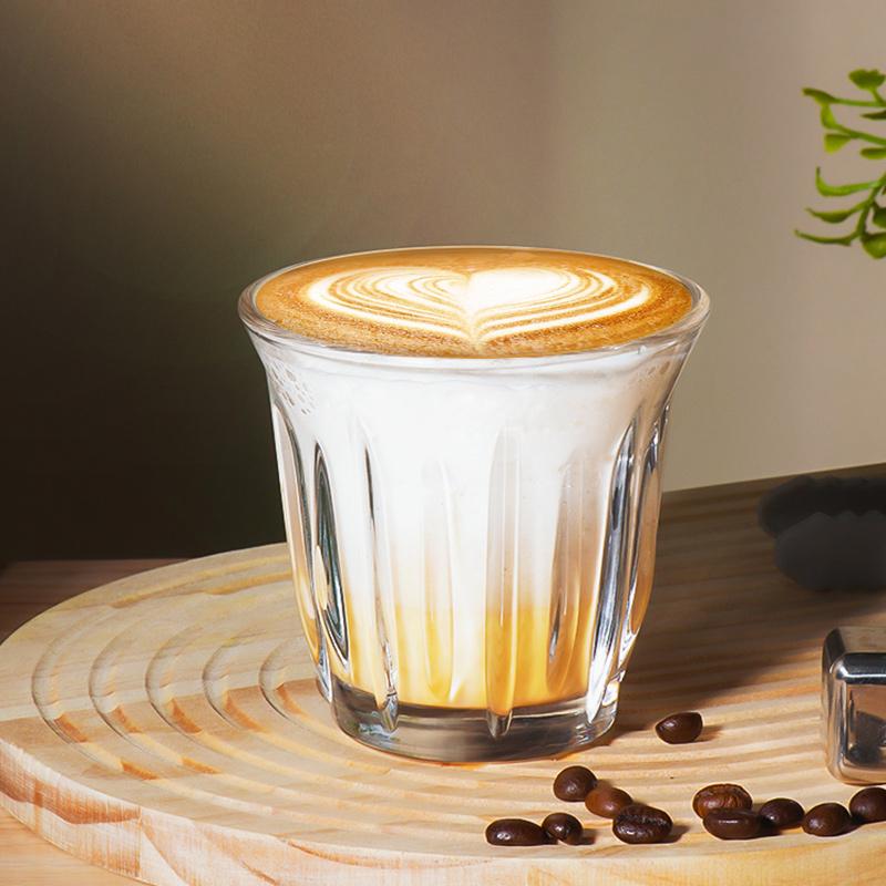 Vertical Grain Coffee Cup Transparent Tempered Glass Cup INS Style Retro French Latte Cups Milk Juice Glasses Drinkware