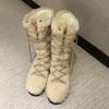Fur Lined Thickened Snow Boots Women's Autumn Winter New Style Warm Cotton Rubber Upgraded Version Mid-Calf Boots