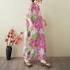 Women's Vintage Long Dress with Cotton and Linen Patterns