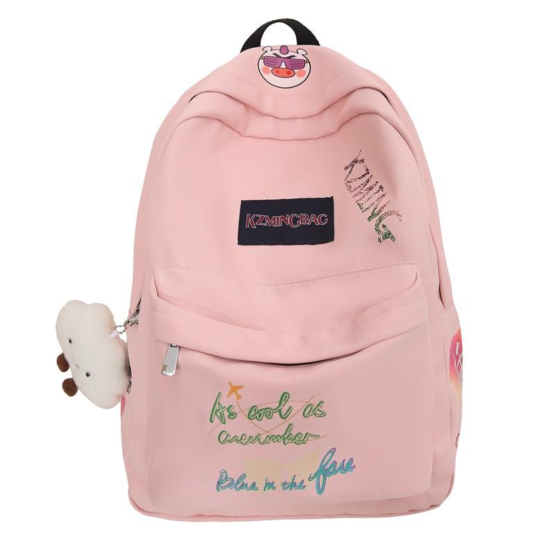 

Original self-made painted graffiti schoolbag female college students junior high school students versatile Japanese high-value large-capacity backpac single package розовый
