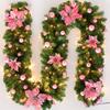 Christmas Illuminate Garland 8.8ft Rattan Christmas Battery Operated Artificial Flower Vine Plants Christmas Decorations