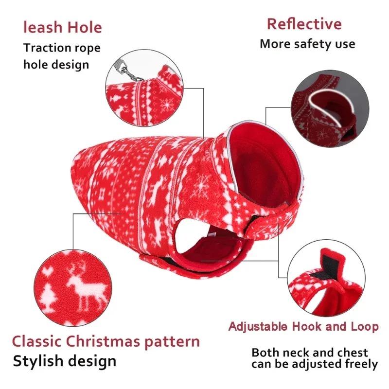 Christmas Pet Jacket Double Layers Winter Warm Fleece Dog Clothes Pet Clothes for Small Medium Dogs French Bulldog Teddy Coats