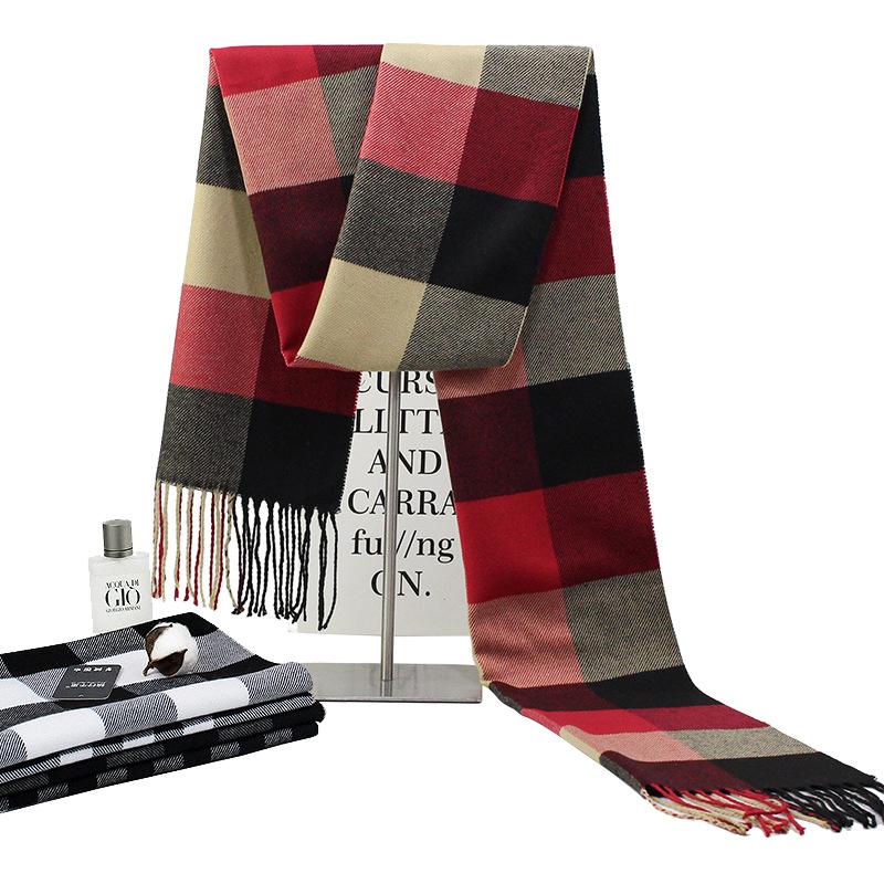 Autumn And Winter Scarves Imitation Cashmere Warm Men'S Plaid Scarf Manufacturers