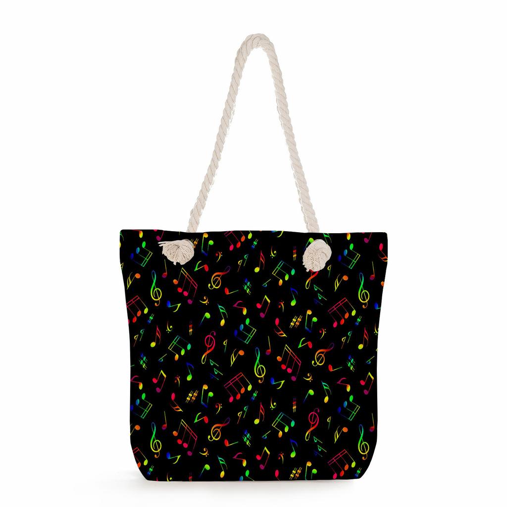 Multifunctional note Printed Thick Rope Shoulder Beach Bag Casual large capacity handbag 7611