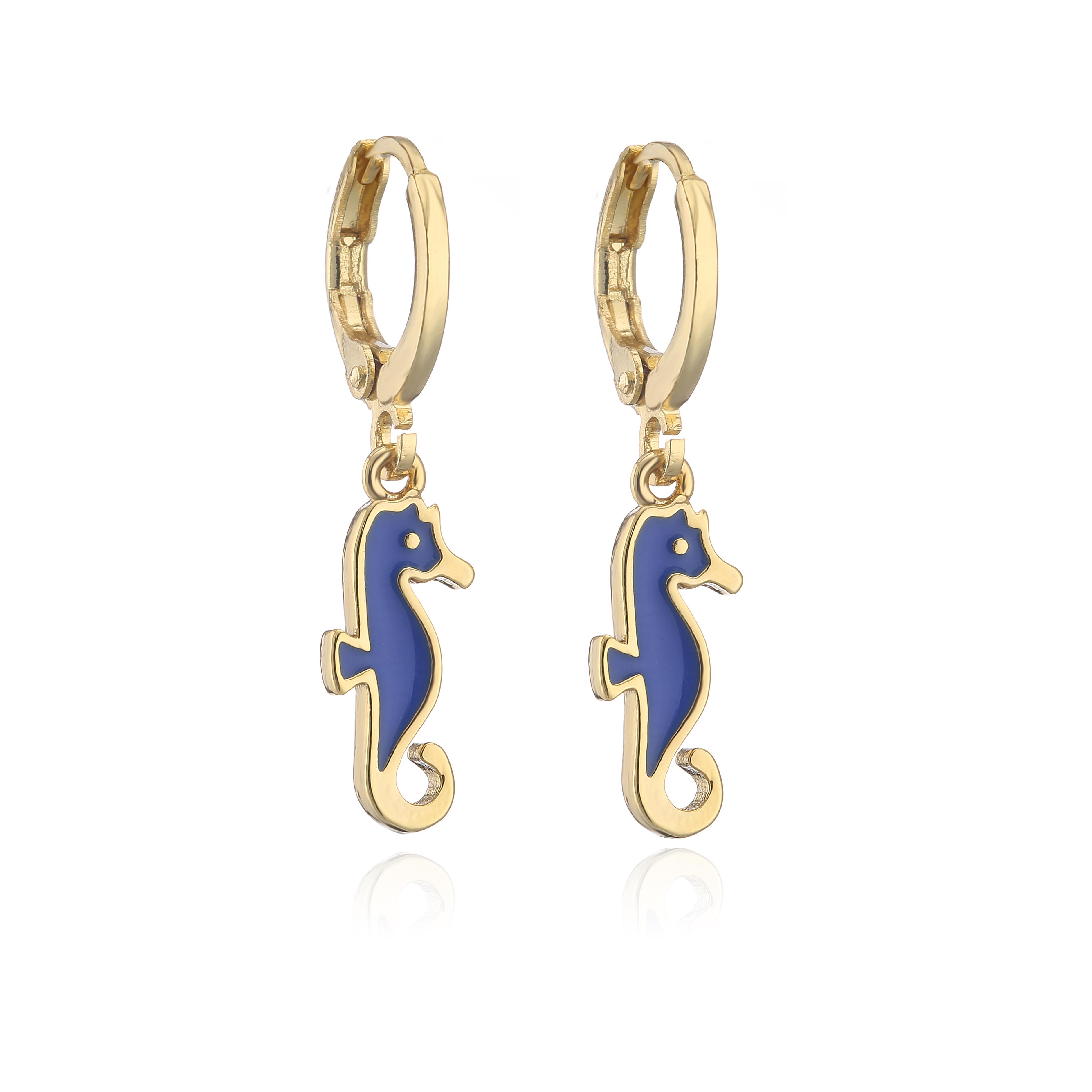 

HECHENG,1 Pair,Geometric Dripping Sea Horse Pendant Earrings,18K Plated Zircon For Women,Small Hoop Earrings,Wholesale
