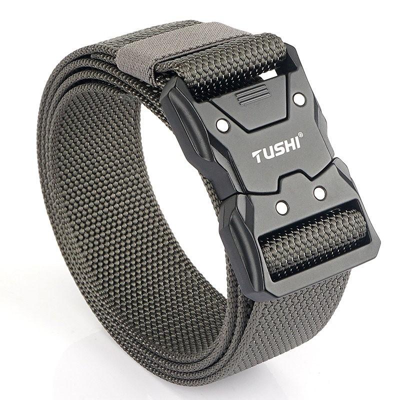 Quick Release Buckle Nylon Belt Tooling Outdoor Training Pants Casual Men s 125cm темно-серого