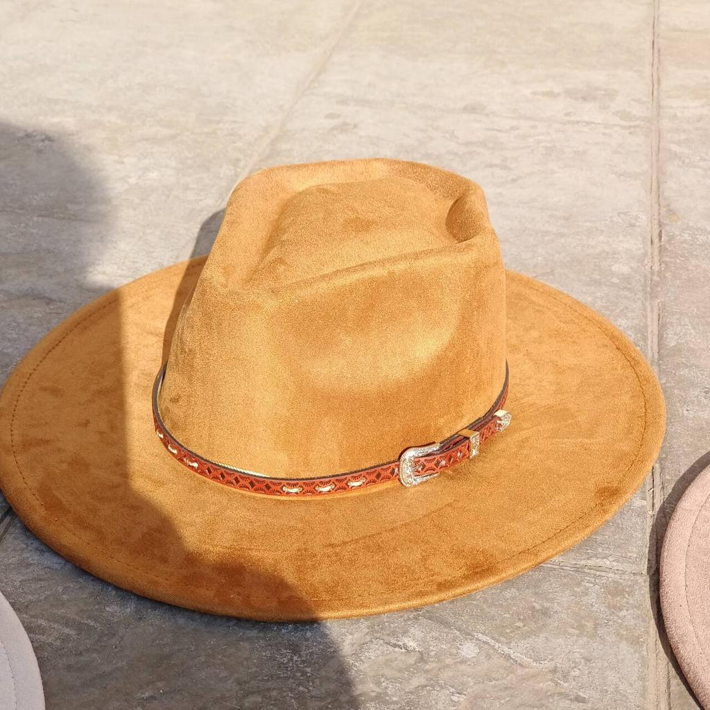 Vegan Suede Arrow-shaped Cap Women's Hat with Variousaccessoriesmen'sfedora Distressed Suede Hat Bohemianstylehat Men'sstraw Hat