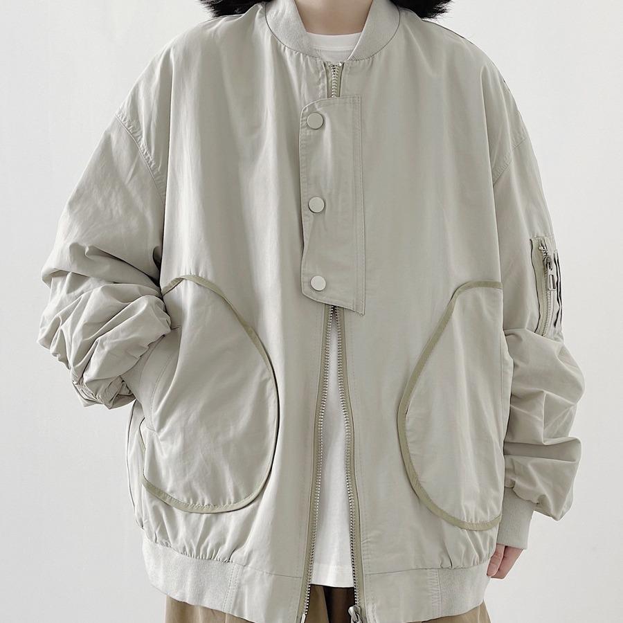 

2022 Autumn Retro Japanese Solid Color Bomber Jacket with Large Pockets XXL сірий колір