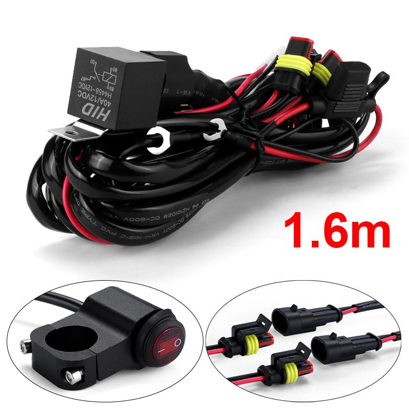 

1.6M 2.2M Relay Harness Wiring Fog Lights Wire Switch Harness 12V 40A For Led Motorcycle Headlights Auxiliary Spot Light Cable 2wires Relay 1.6M