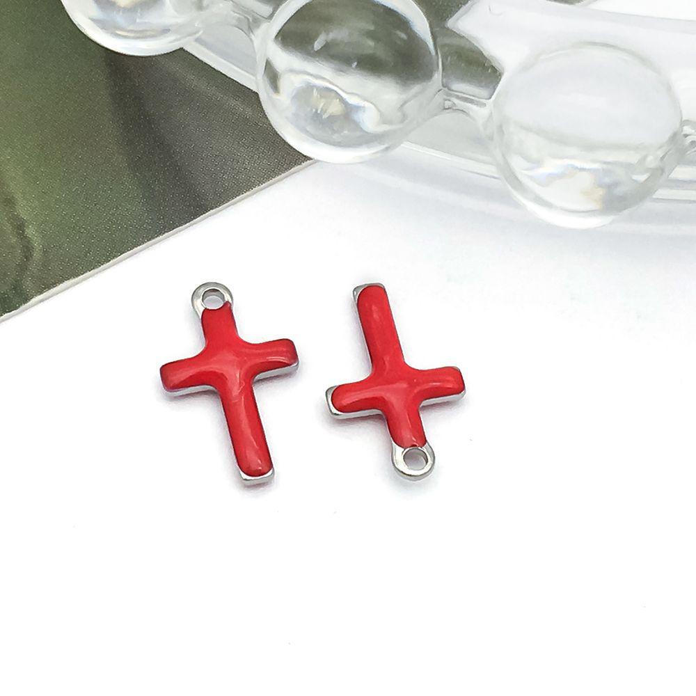 

Підвіска-шарм Хрест з нержавіючої сталі з гальванічним покриттям та двосторонньою емаллю