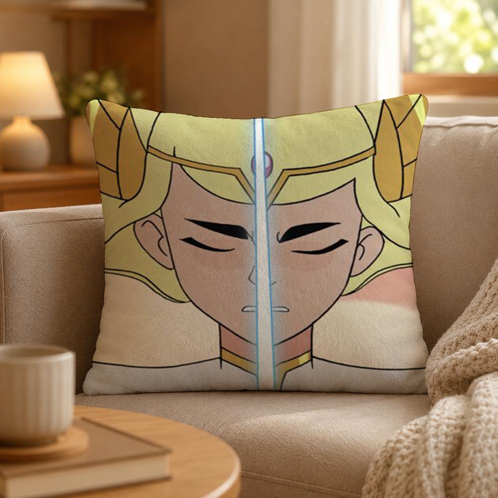 Cartoon She Ra Hero Adventure Cushion Cover Personalized Short Plush Soft Bedroom Sofa Home Decor Gift