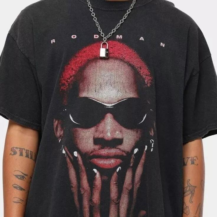 Dennis Rodman Tshirt Dennis Rodman Black Unisex Tshirt Reprint S5XL Unisex T-Shirt S
