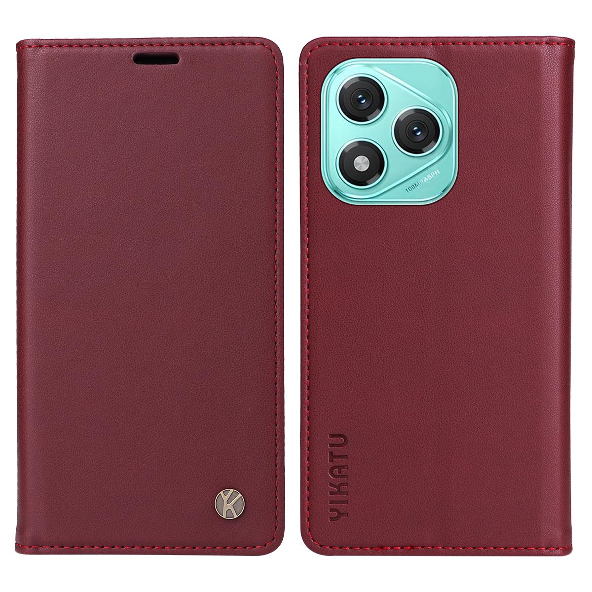 

Для Honor 400 Lite Чохли для телефону YIKATU Магнітна застібка Шкіряний мобільний чохол Wine Red