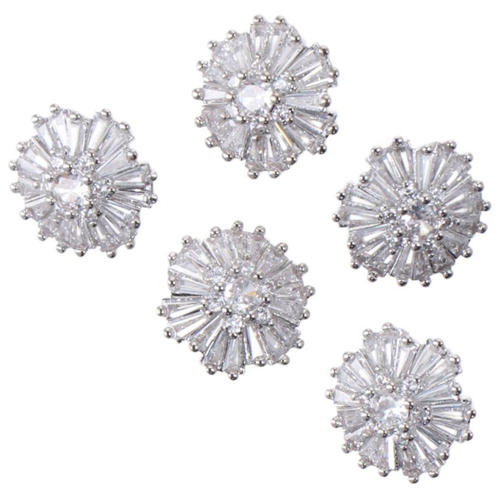 5 PCS DIY Crafts Zircon Rhinestone Buttons Silver Flower Zircon Silver Rhinestone Buttons 16mm Buttons for Sewing Fancy Clothes