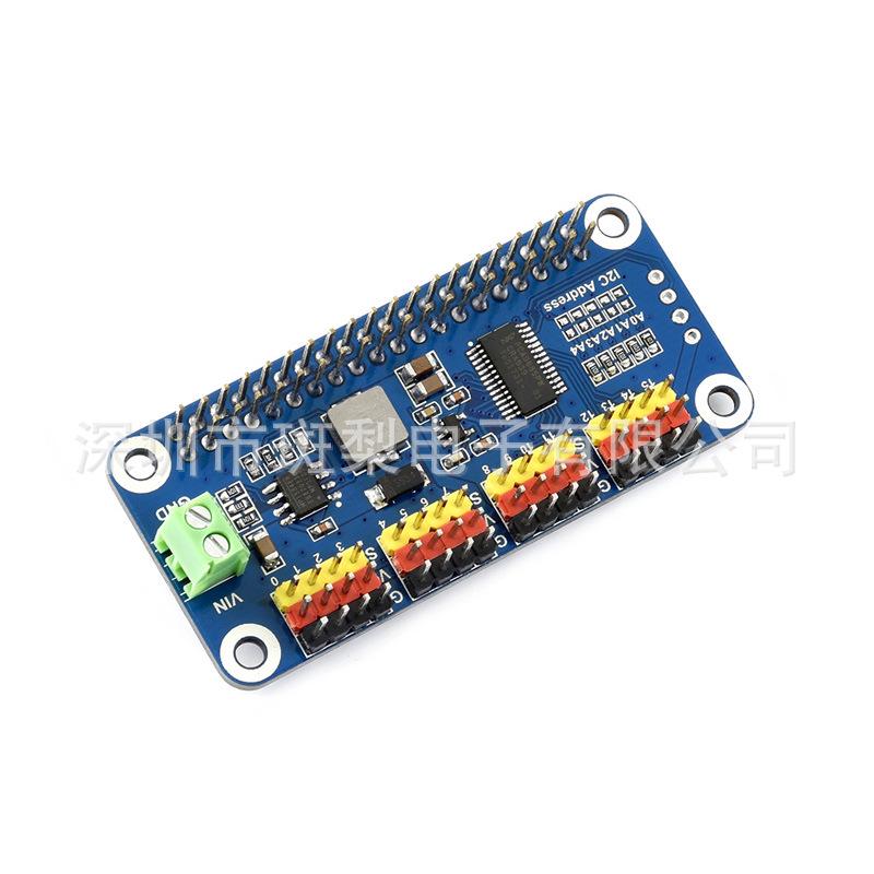 Placă de servomotor Raspberry Pi cu 16 canale, interfață I2C cu rezoluție de 12 biți, pin drept.