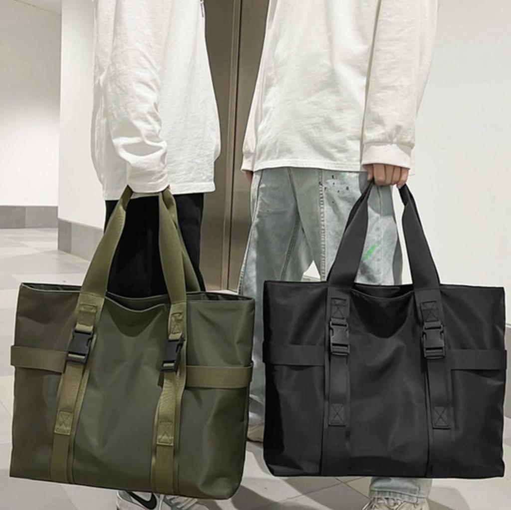 NICE SELECTION Tote Shoulder Large Shoulder or Military Style Bag, Bag, Unisex, Men's, Women's, Capacity, Lightweight, 2-Way, Bag, Handbag, Black,