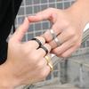 Men's Double Finger Brass Knuckles Ring Hip Hop Fashion Jewelry Gift Black Gold Silver Color
